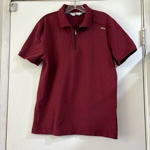 BMW Burgundy Men’s Polo Shirt Large Logo Zipper